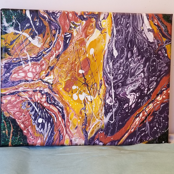 Original Painting 8x10 Purple Yellow Orange - Picture 2 of 8